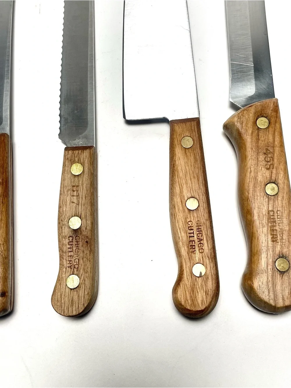 Vintage Chicago Cutlery 10 Piece Kitchen Knife, Fork & Block Set Walnut USA